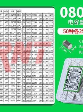 0805(2012)陶瓷高频贴片电容盒样品包 50种各25个 1PF-10UF COG