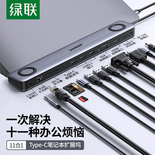 绿联Type C扩展坞拓展USB口转接头HDMI网卡VGA雷电3桌面转换器