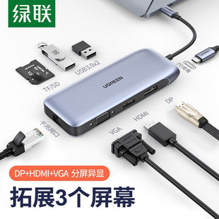 C扩展坞转HDMI VGA转接头适用华为苹果MacBook电脑 Type 绿联