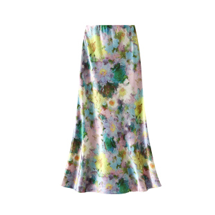 高腰显瘦长裙气质裙子 油画晕染鱼尾半身裙女2026春夏新款 9861