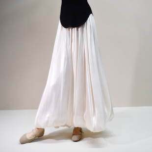 2505 大摆裙宽松遮胯仙女裙A字裙 珠光花苞半身裙女高腰显瘦长款