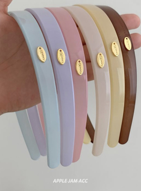 韩国进口  gemmy 糖果色 简约 复古金色牌牌 齿梳 发卡 发箍