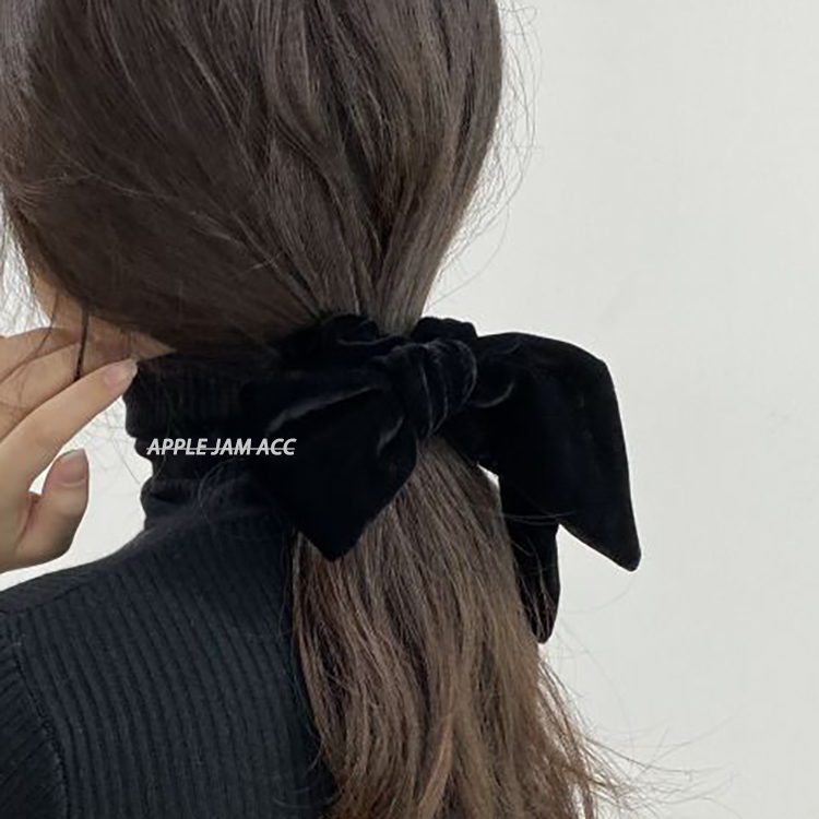 不对称蝴蝶结丝绒发绳复古法式