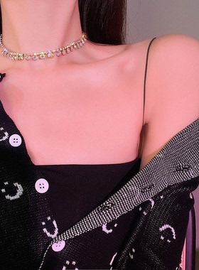 自带焦点幻彩闪钻韩国ins轻奢小众项链女冷淡风锁骨链脖子饰品潮