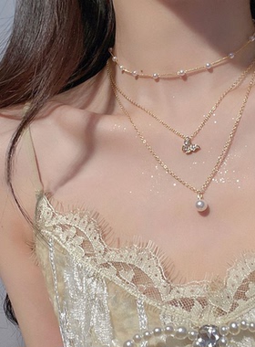 新款爆款高级感满钻港风项链女轻奢小众简约项圈脖颈链小众简约