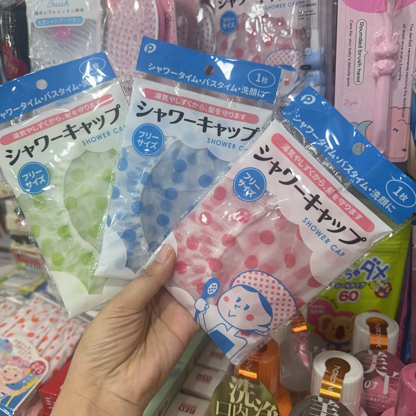 日本进口淋浴防水浴帽沐浴洗脸包头巾松紧浴帽加厚成人儿童洗澡帽