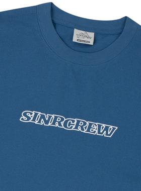 Sinrcrew夏季270克全棉胸前日系复古印花LOGO圆领宽松百搭短袖T恤