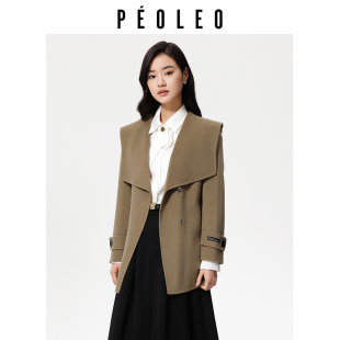 大衣冬季 飘蕾100%绵羊毛双面呢短款 舒适百搭柔软保暖通勤 秒杀