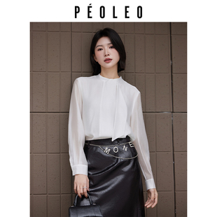 飘蕾法式优雅白色飘带衬衫女26年春季新款长袖气质通勤职场OL上衣