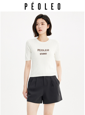 飘蕾2025夏季新款薄小香风短袖女针织衫joc上衣冰丝白色短款内销