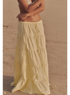 Z夏季新品 女装 时尚慵懒风分层拼接中腰半身裙长裙 4391441 306