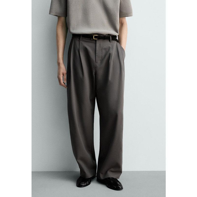 春夏新品 男装 休闲直筒宽松版型中腰垂性打褶长裤 5070800 802