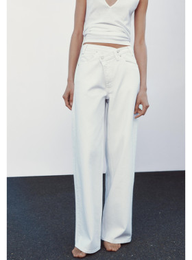 Z 春夏新品 女装 双襟腰身高腰阔腿裤宽松牛仔长裤 4365232 427