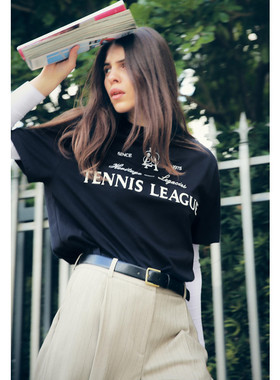 夏季新品 女装 宽松版套头圆领棉质字母刺绣T恤短袖上衣 0264/175