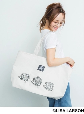 日本LISA LARSON可爱刺猬三兄弟防水帆布袋大容量短途旅行单肩包