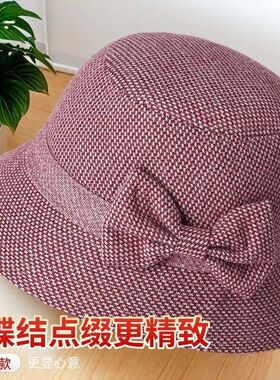 中老年人妈妈新款盆帽帽子秋冬季毛呢保暖渔夫帽洋气奶奶老太太