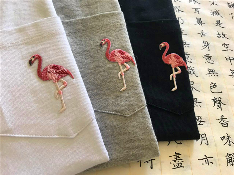 GYHSGOOD Pocket Tee 口袋刺绣火烈鸟重磅厚实纯棉短袖T恤情侣