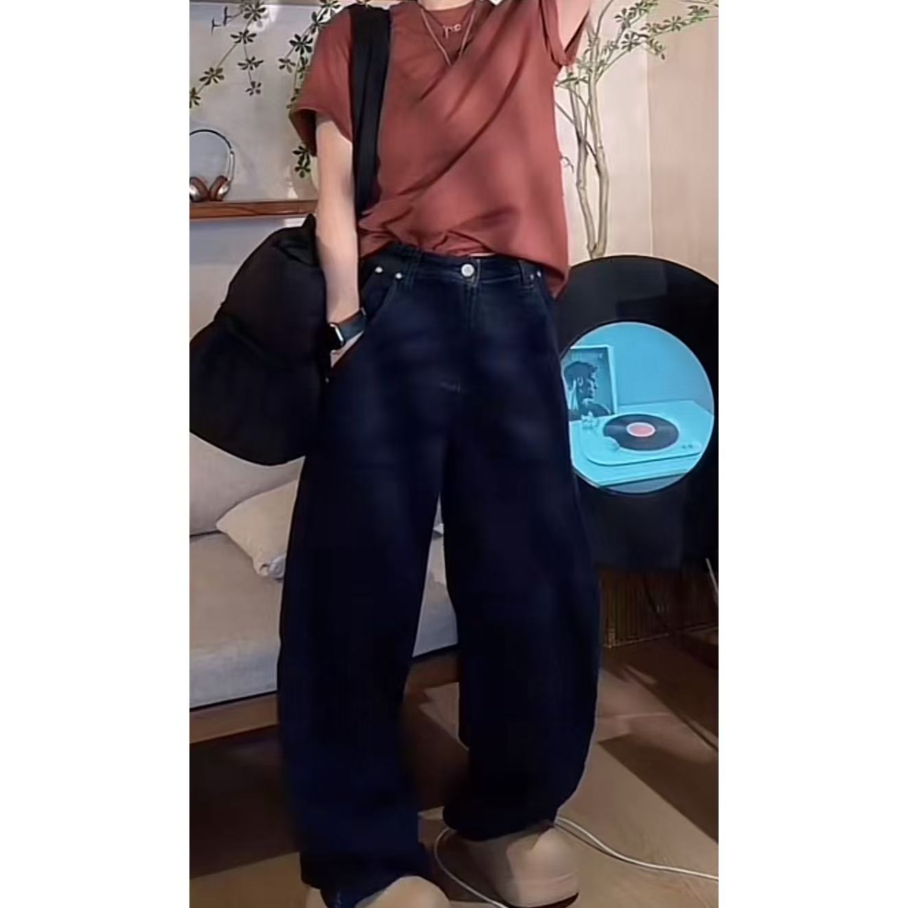 3112 - 新款时尚百搭休闲牛仔阔腿弯刀裤11.6