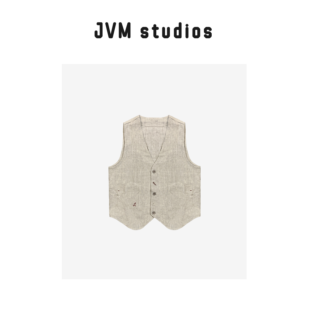 2024夏季新款欧货正版JVM定制18106系扣插兜休闲麻马甲女6.6