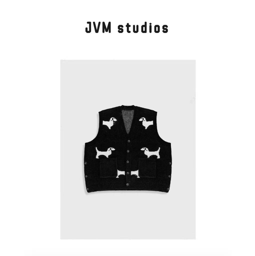 28159 - 新款时尚百搭小狗刺绣圆领无袖针织马甲10.28