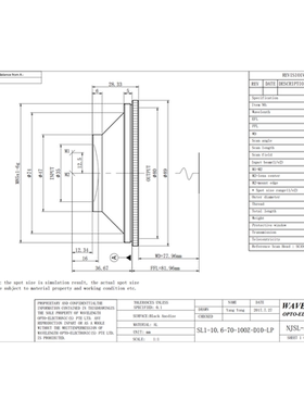 南京波长光电CO2场镜70*70扫描透镜SL1-10.6-70-100Z-D10-LP
