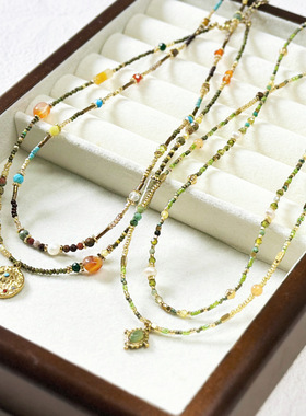 爆款淡水珍珠项链天然石玛瑙颈链高级感锁骨链恶魔之眼钛钢毛衣链