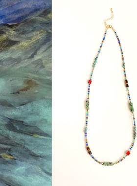 青绿~国风原创手作天然石串珠项链复古新中式锁骨链百搭显白项饰