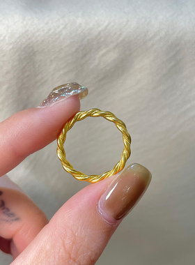 足金金包银戒指麻花绞丝戒指车花素圈情侣戒2025新款礼物