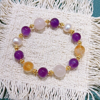 多巴胺天然水晶珍珠弹力手串女款