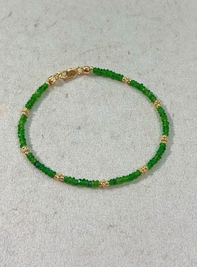 天然透辉石14k包金算盘珠手链