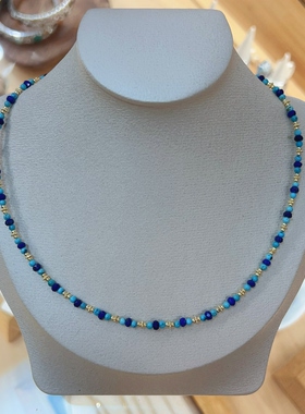 原矿绿松石小米珠新中式锁骨链