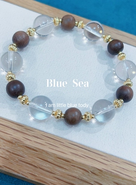 白水晶老山檀手串单圈弹力绳新中式简约复古原创设计女款秋冬四季