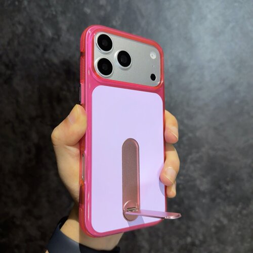 个性支架 iPhone17 pro max手机壳玫红色适用苹果air全包软边硅胶16plus新款男女15pro保护套金属支架