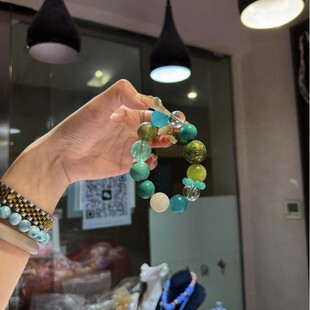 天然水晶手链原创设计款夏日青提奶盖大颗粒爆款凌镁矿水晶手链