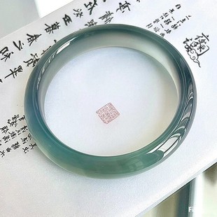 轻奢招财玉镯玉髓 天然玛瑙手镯冰种库里蓝手镯冰透天青冻玉石女款
