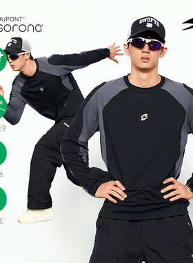 SOCKKEY杜邦索罗娜男女宽松圆领长袖T恤 训练服速干分割剪裁TEE