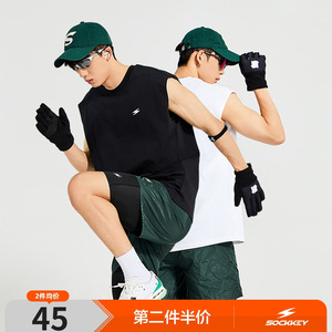 SOCKKEY闪电标印花背心篮球运动简约无袖TEE宽松纯棉夏季汗背心