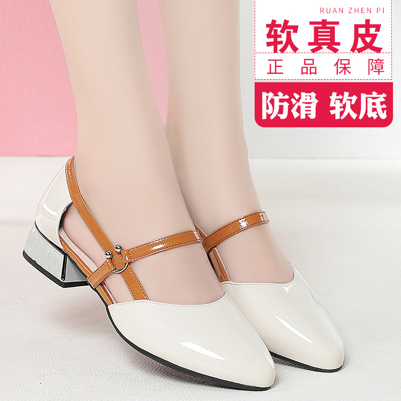 夏季新款漆皮亮面包头时装凉鞋女