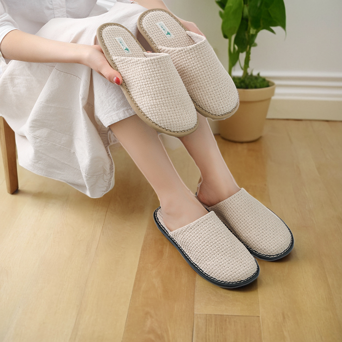 雅路人简约包头静音舒适家居拖鞋