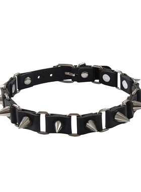 朋克哥特铆钉颈圈项链个性皮质choker项圈设计感颈带圣诞节锁骨链