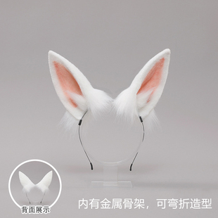 手作仿真发夹兔耳瑞本兔发箍毛绒兔兽耳Lolita头饰纯欲风JK发饰