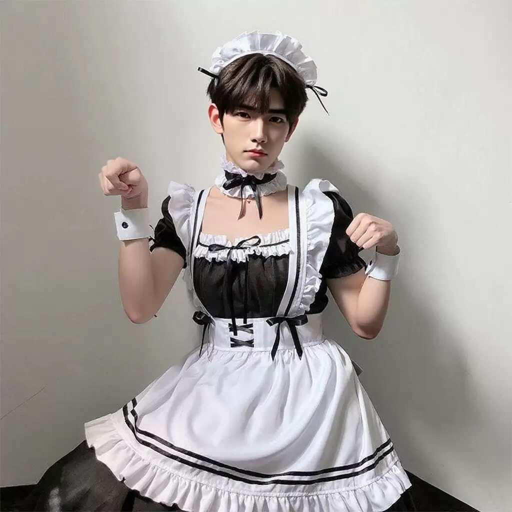 男仆装大码性感加大围裙猫耳男仆COS服可爱女仆女佣连衣裙送男友