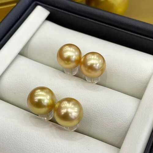 18K金南洋金珠耳钉9-10