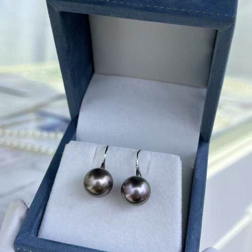 18K白金配件 大溪地黑珠10-11mm高跟鞋