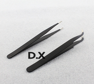 竹染 不锈钢镊子弯头直头 押花手机壳滴胶工具防静电镊子黑色镊子