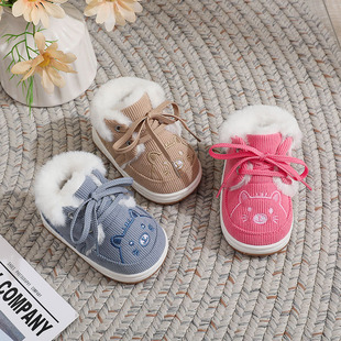 可外穿保暖鞋 1一3岁宝宝冬季 加绒加厚室内鞋 婴幼儿学步鞋 手工棉鞋