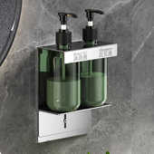 304不锈钢皂液器免打孔酒店卫生间沐浴露洗手液瓶支架浴室皂液器