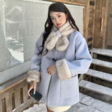 25冬季新款内里加绒配围巾加厚毛呢外套2D107/8541/P210控318，女装毛呢外套，2D107
