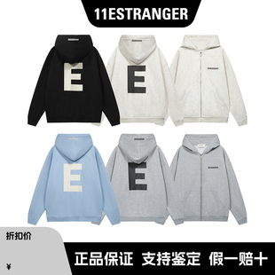 11Estranger印花字母E拉链开衫连帽卫衣美式高街男女秋冬帽衫廓形