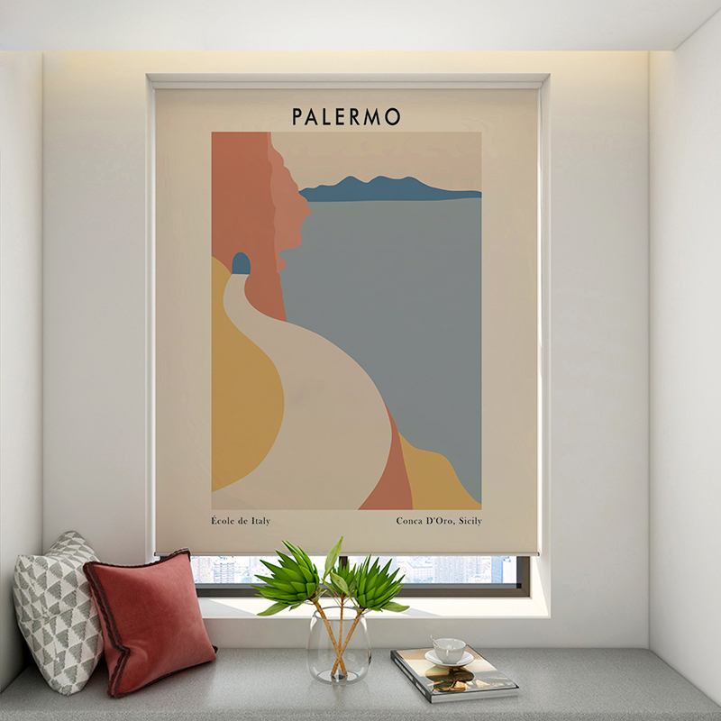 升降卷帘遮挡窗帘免打孔安装